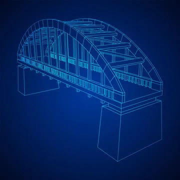 Bridge connection structure. Wireframe low poly mesh Stock Illustration