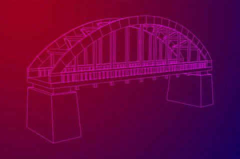 Bridge connection structure. Wireframe low poly mesh Stock Illustration