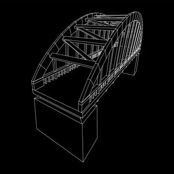 Bridge connection structure. Wireframe low poly mesh 스톡 일러스트