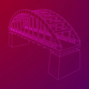 Bridge connection structure. Wireframe low poly mesh Stock Illustration