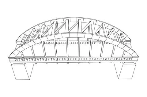 Bridge connection structure. Wireframe low poly mesh Stock Illustration