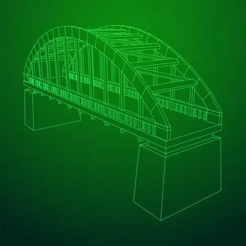 Bridge connection structure. Wireframe low poly mesh 스톡 일러스트