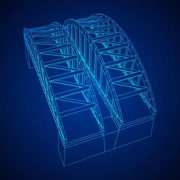 Bridge connection structure. Wireframe low poly mesh Stock Illustration