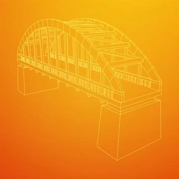 Bridge connection structure. Wireframe low poly mesh Stock Illustration