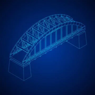 Bridge connection structure. Wireframe low poly mesh 스톡 일러스트