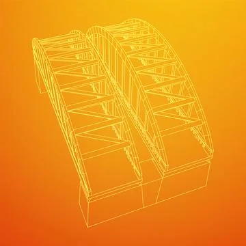 Bridge connection structure. Wireframe low poly mesh 스톡 일러스트