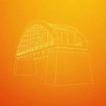 Bridge connection structure. Wireframe low poly mesh Stock Illustration