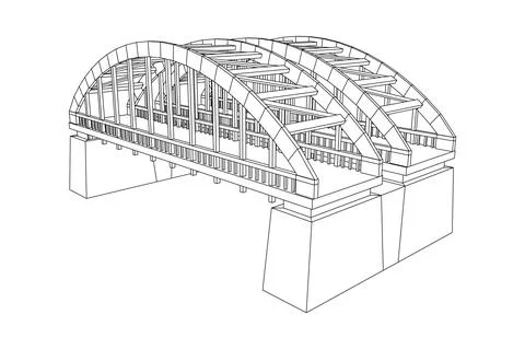 Bridge connection structure. Wireframe low poly mesh Illustrazione stock