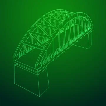 Bridge connection structure. Wireframe low poly mesh 스톡 일러스트