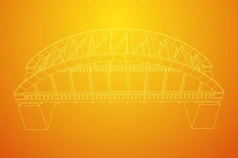 Bridge connection structure. Wireframe low poly mesh Stock Illustration