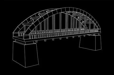 Bridge connection structure. Wireframe low poly mesh Illustrazione stock