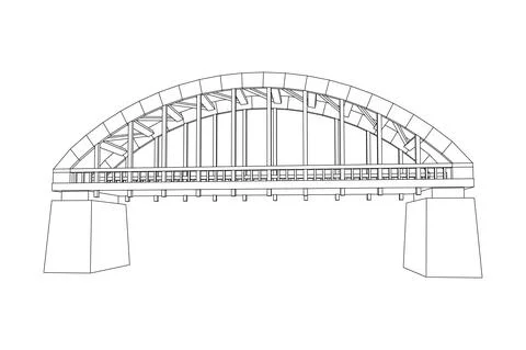 Bridge connection structure. Wireframe low poly mesh Stock Illustration