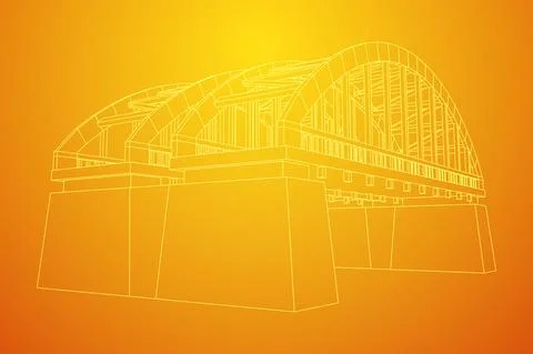Bridge connection structure. Wireframe low poly mesh Stock Illustration