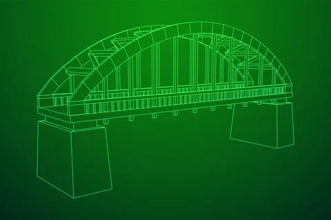 Bridge connection structure. Wireframe low poly mesh 스톡 일러스트