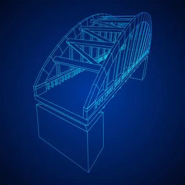 Bridge connection structure. Wireframe low poly mesh Stock Illustration