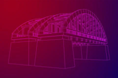 Bridge connection structure. Wireframe low poly mesh Stock Illustration