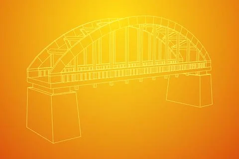 Bridge connection structure. Wireframe low poly mesh Illustrazione stock