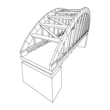 Bridge connection structure. Wireframe low poly mesh Illustrazione stock