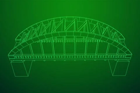 Bridge connection structure. Wireframe low poly mesh Stock Illustration