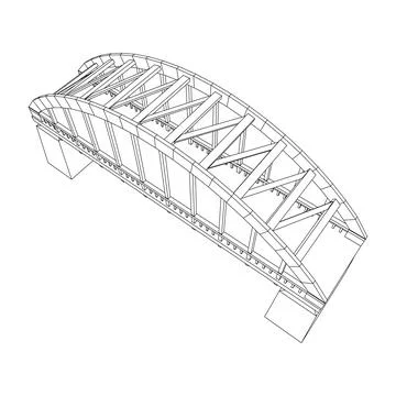Bridge connection structure. Wireframe low poly mesh 스톡 일러스트