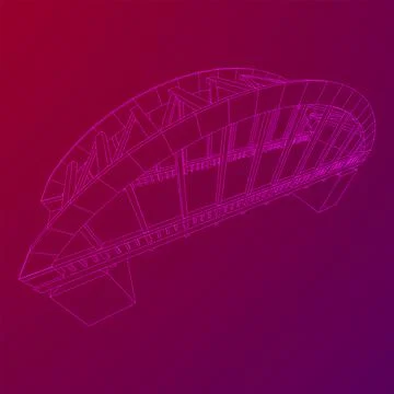 Bridge connection structure. Wireframe low poly mesh Stock Illustration
