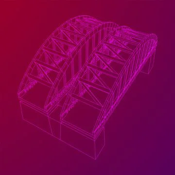 Bridge connection structure. Wireframe low poly mesh 스톡 일러스트