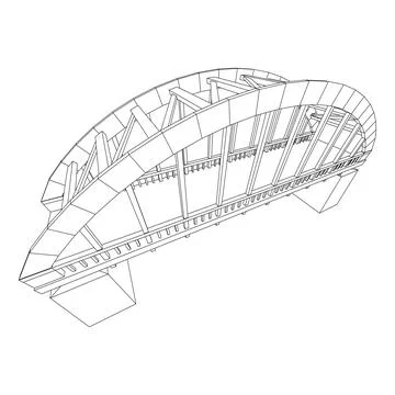 Bridge connection structure. Wireframe low poly mesh Stock Illustration