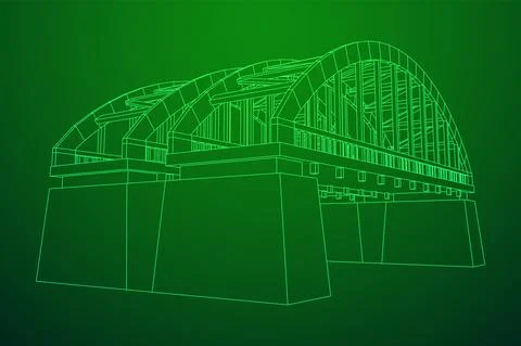 Bridge connection structure. Wireframe low poly mesh Stock Illustration
