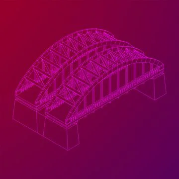 Bridge connection structure. Wireframe low poly mesh Illustrazione stock