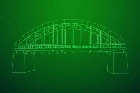 Bridge connection structure. Wireframe low poly mesh Stock Illustration