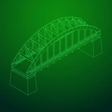 Bridge connection structure. Wireframe low poly mesh 스톡 일러스트