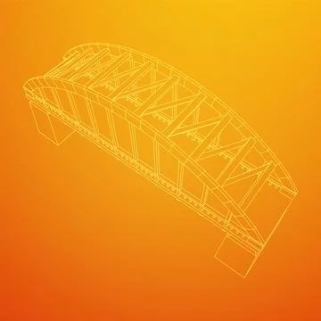 Bridge connection structure. Wireframe low poly mesh 스톡 일러스트