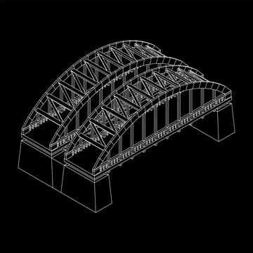 Bridge connection structure. Wireframe low poly mesh Stock Illustration