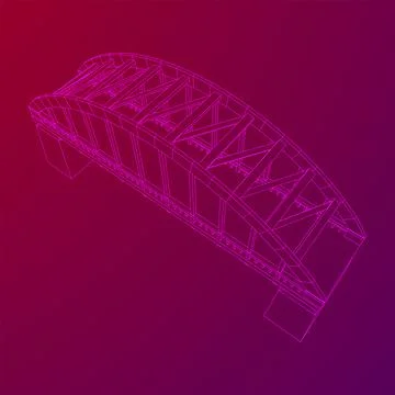 Bridge connection structure. Wireframe low poly mesh Stock Illustration