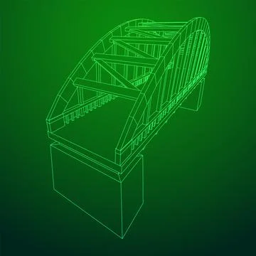 Bridge connection structure. Wireframe low poly mesh Stock Illustration