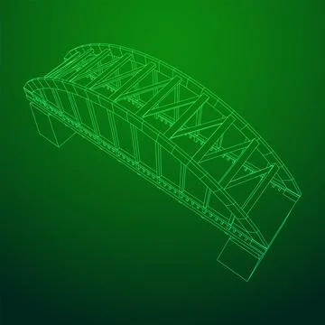 Bridge connection structure. Wireframe low poly mesh Stock Illustration