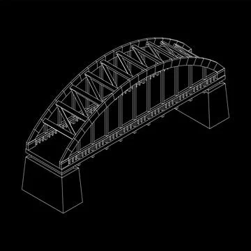 Bridge connection structure. Wireframe low poly mesh Stock Illustration