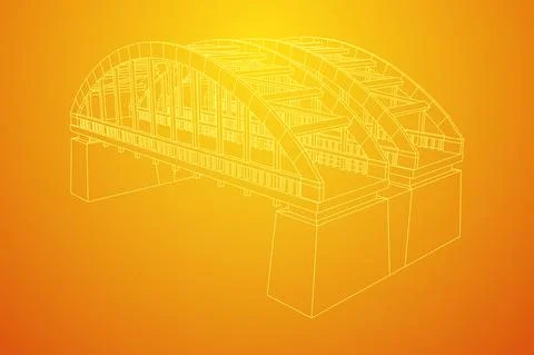 Bridge connection structure. Wireframe low poly mesh 스톡 일러스트