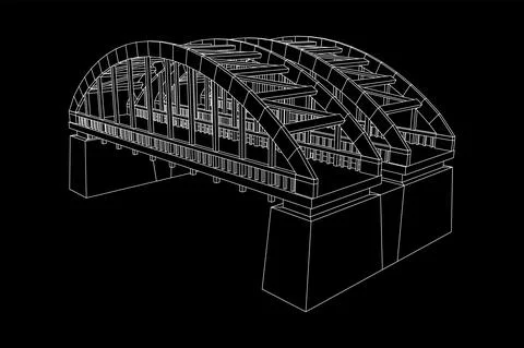 Bridge connection structure. Wireframe low poly mesh Illustrazione stock