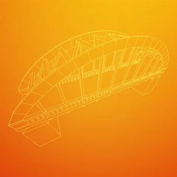 Bridge connection structure. Wireframe low poly mesh 스톡 일러스트