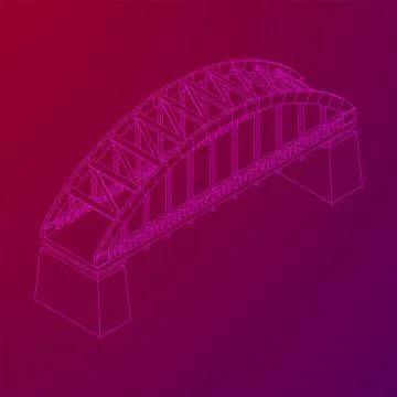 Bridge connection structure. Wireframe low poly mesh Illustrazione stock