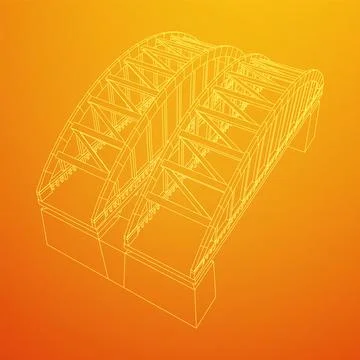 Bridge connection structure. Wireframe low poly mesh 스톡 일러스트