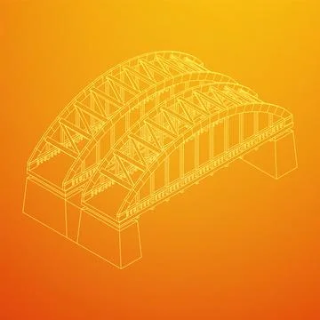 Bridge connection structure. Wireframe low poly mesh Stock Illustration