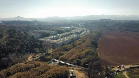 A bridge in construction from above Foto stock