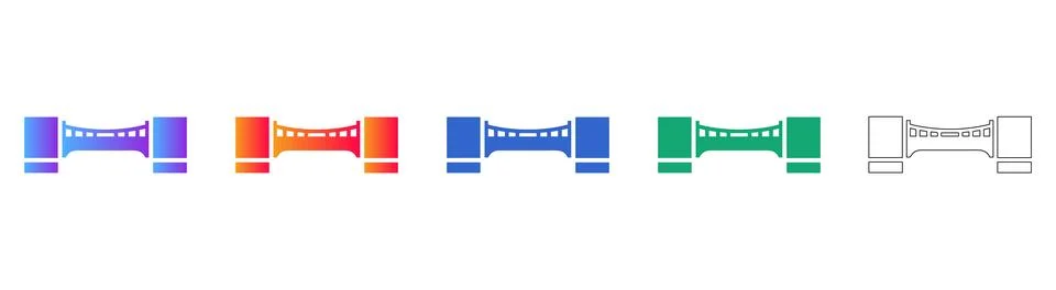 Bridge Construction and Structural Icons イラスト素材