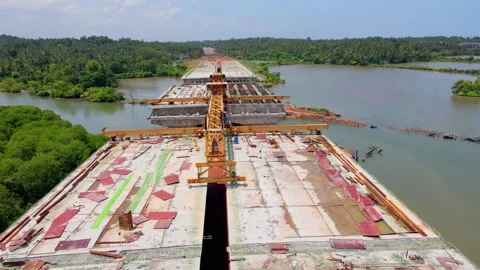 Bridge construction drone Footage Stock Footage 159268161