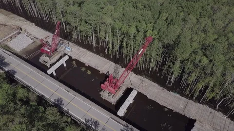 Bridge construction flyover 4K Stock-Footage 110924289