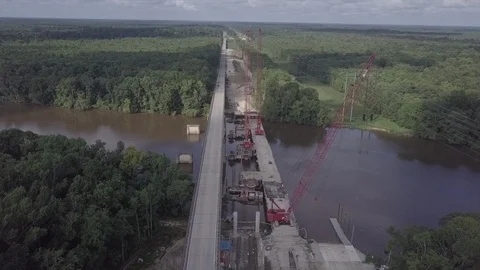 Bridge construction flyover with large crane 4K Vidéo 110924544