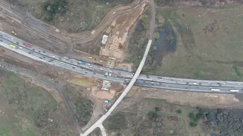 Bridge Construction on a High-Speed Highway Video stock 297079063