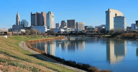 Bridge construction of I70 I71 split in downtown Columbus Ohio Dec 11 2024 Stock Footage 295223030
